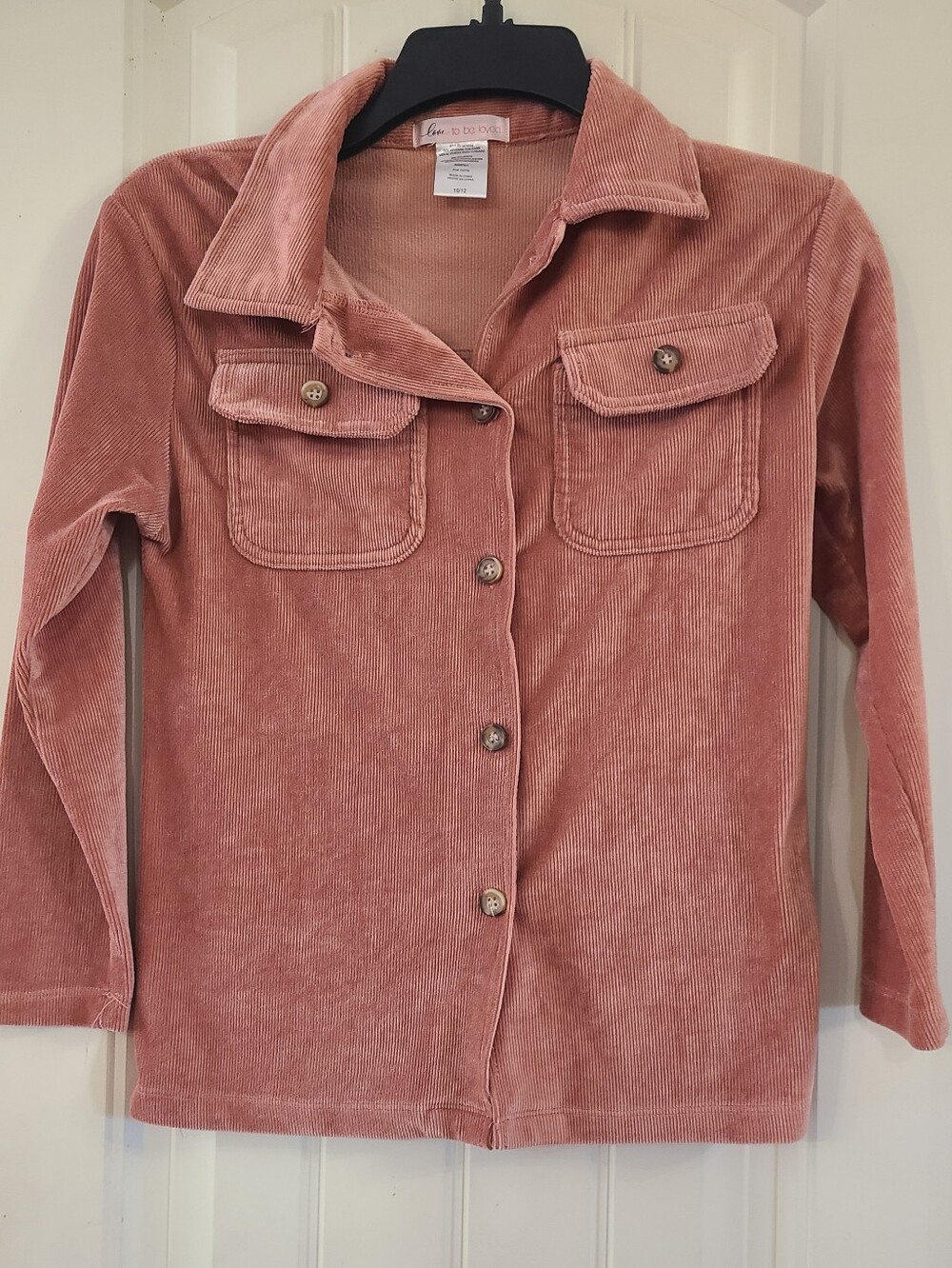 Love To Be Loved Pink Corduroy Button-Front Jacket Size 10
